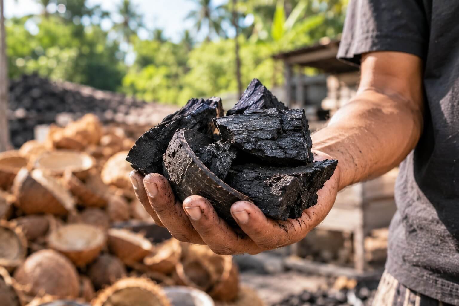Genggaman Arang Tempurung Kelapa
